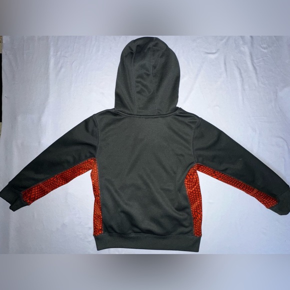 Nike Kids Boys Therma Fit Pullover Hoodie Big Logo Grey Orange Size 6 - Picture 2 of 8